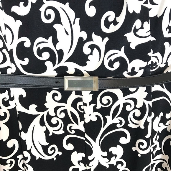 Jones Studio Black and White Belted Swing Midi Dress size 6 - Picture 7 of 7